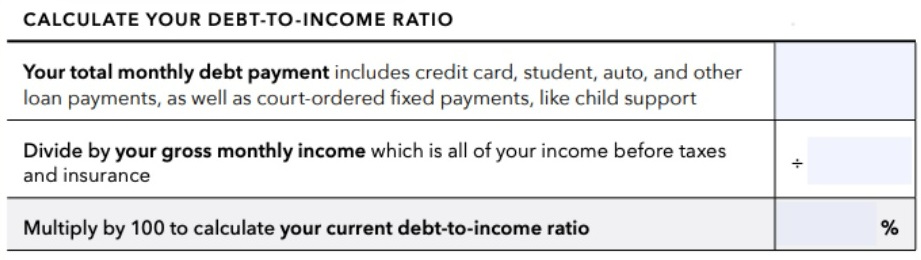 calculate debt to income ratio