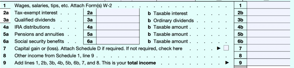 Form 1040 Income